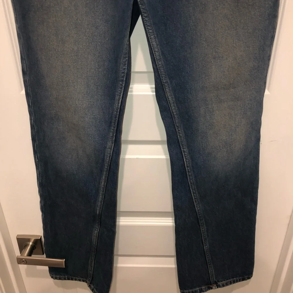 We The Free by Free People Blue Xena Slim Straight Boho Western Jeans sz 29